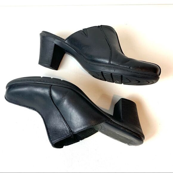 Womens 8M Clarks Black Slip On Shoes Mules Clogs 8 - Picture 5 of 11
